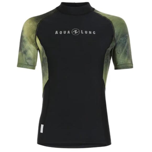Aqua Lung Rash Guard Short Sleeve Rash Guard Men M Black Green Swim Top Men - Picture 6 of 9